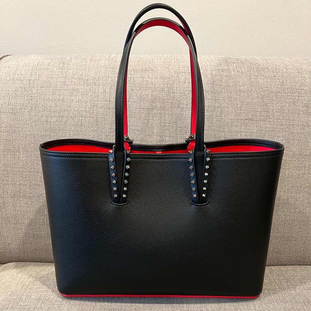 Christian Louboutin Cabata hand bag, purse, Tote Red Bottoms, Black color
